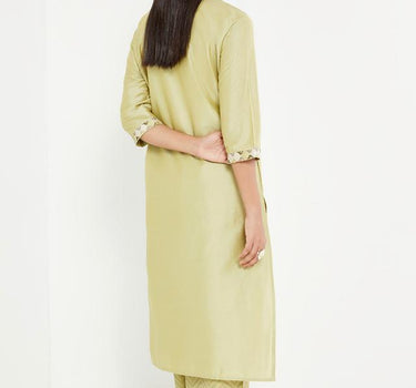 Embellished Blended Round Neck Women's Kurta