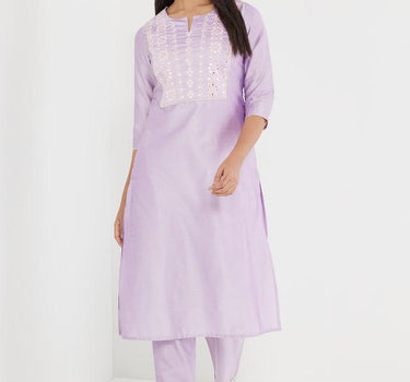 Embellished Polyester Blend Round Neck Women's Festive Wear Kurta