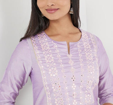 Embellished Polyester Blend Round Neck Women's Festive Wear Kurta