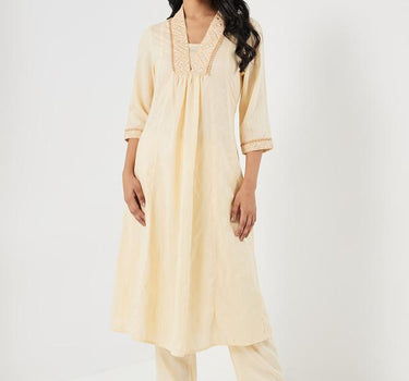 Embroidered Blended Fabric Regular Fit Women's Long Kurta