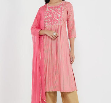 Embroidered Rayon Regular Fit Women's Kurta Set