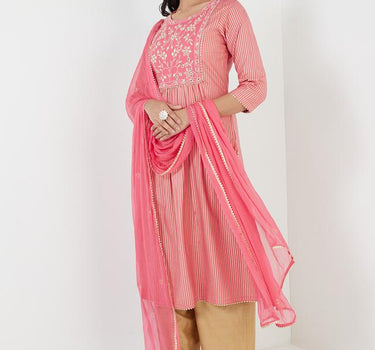 Embroidered Rayon Regular Fit Women's Kurta Set