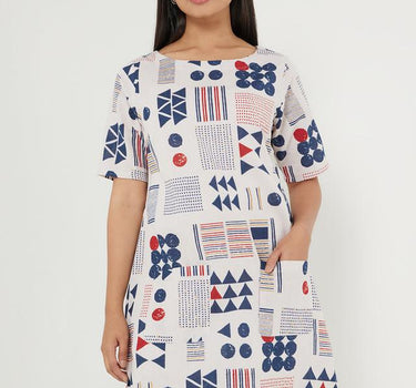 Geometric Print Blended Regular Fit Women's Dress