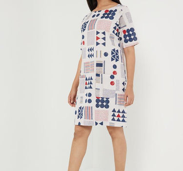 Geometric Print Blended Regular Fit Women's Dress