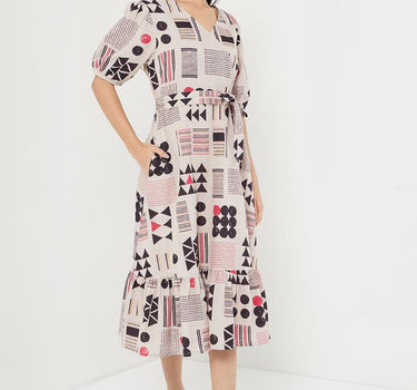 Geometric Print Blended Regular Fit Women's Dress