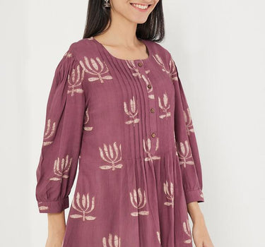 Printed Rayon Round Neck Women's Kurti