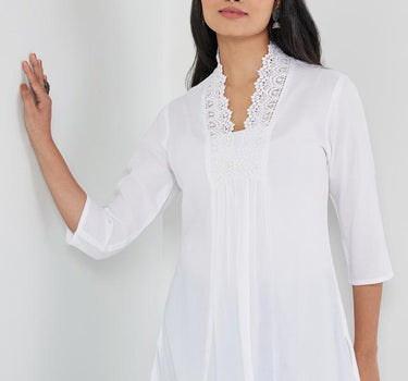 Embellished Rayon V-Neck Women's Kurti