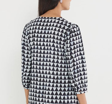 Geometric Print Rayon Round Neck Women's Top