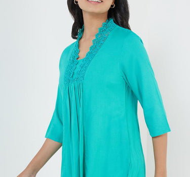 Solid Rayon V-Neck Women's Casual Wear Kurta