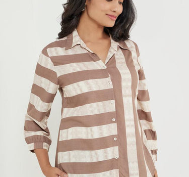 Stripes Collared Rayon Women's Casual Wear Shirt