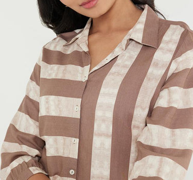 Stripes Collared Rayon Women's Casual Wear Shirt