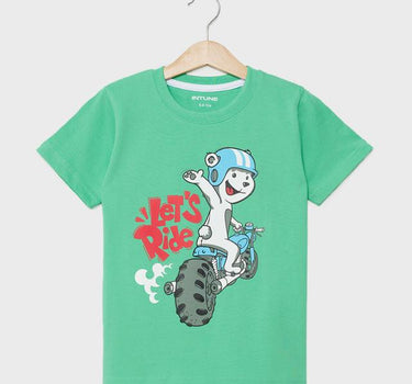 Graphic Print Cotton Round Neck Boys T-Shirt