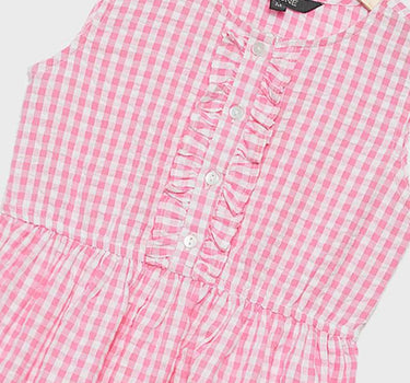 Checks Cotton Regular Fit Girls Frock