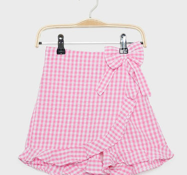 Checks Cotton Blend Regular Fit Girls Shorts