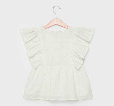 Schiffli Cotton Round Neck Girls Top
