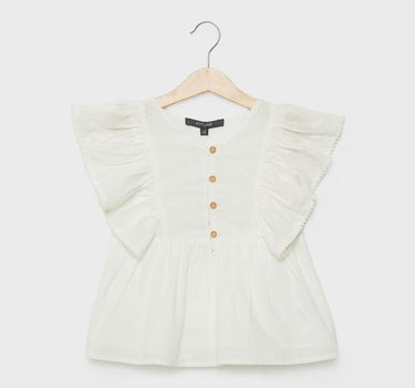 Schiffli Cotton Round Neck Girls Top