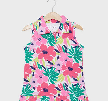 Printed Cotton Collared Girls Top