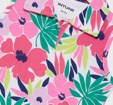 Printed Cotton Collared Girls Top