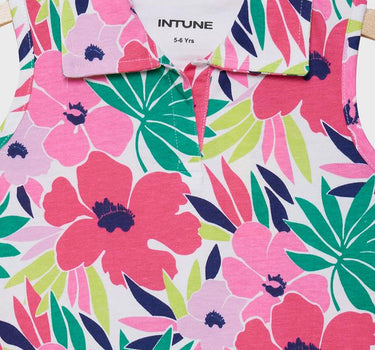Printed Cotton Collared Girls Top