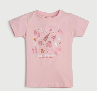 Graphic Print Cotton Round Neck Girls T-Shirt