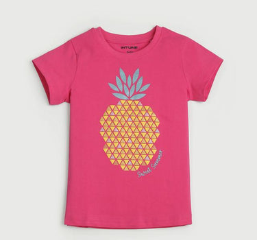 Graphic Print Cotton Round Neck Girls T-Shirt