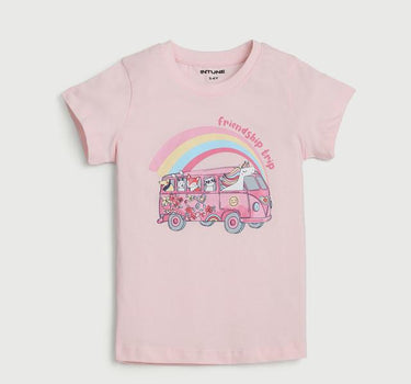 Graphic Print Cotton Round Neck Girls T-Shirt