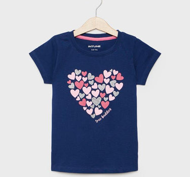 Printed Cotton Round Neck Girls T-Shirt