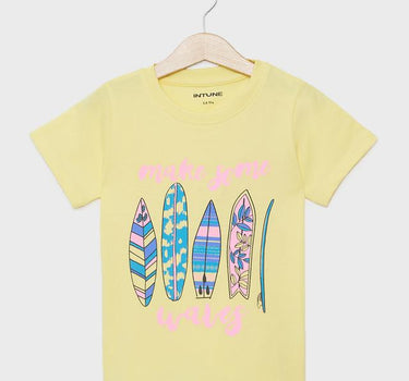 Printed Cotton Round Neck Girls T-Shirt