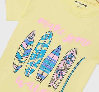 Printed Cotton Round Neck Girls T-Shirt