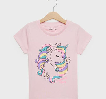 Printed Cotton Round Neck Girls T-Shirt