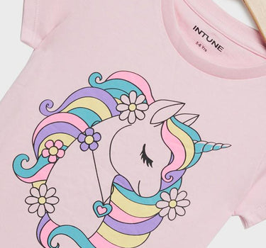 Printed Cotton Round Neck Girls T-Shirt