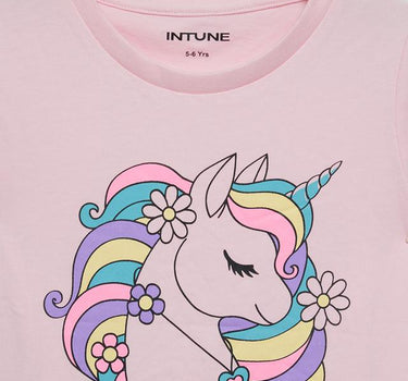 Printed Cotton Round Neck Girls T-Shirt