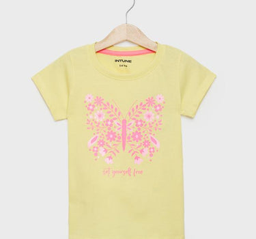 Printed Cotton Round Neck Girls T-Shirt