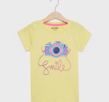 Printed Cotton Round Neck Girls T-Shirt