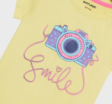 Printed Cotton Round Neck Girls T-Shirt