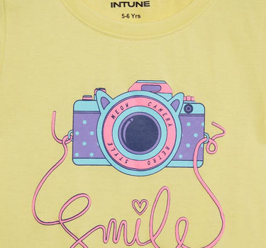 Printed Cotton Round Neck Girls T-Shirt