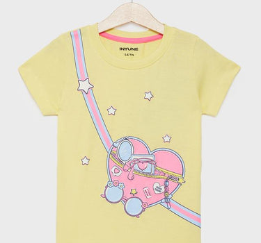 Printed Cotton Round Neck Girls T-Shirt