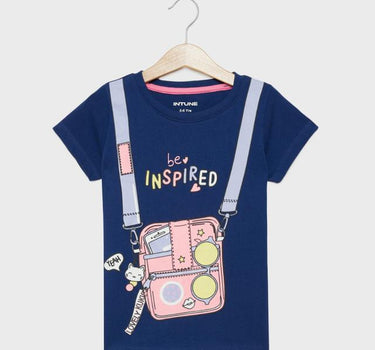 Printed Cotton Round Neck Girls T-Shirt