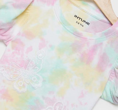 Tie & Dye Cotton Round Neck Girls T-Shirt