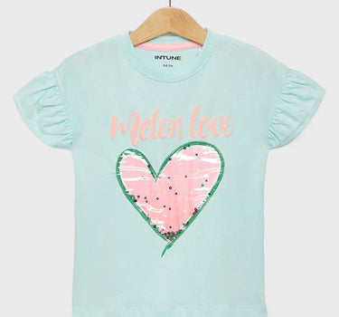 Printed Cotton Round Neck Girls T-Shirt