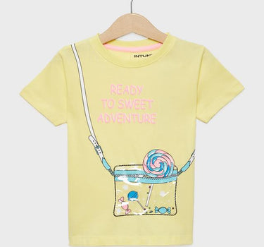 Printed Cotton Round Neck Girls T-Shirt