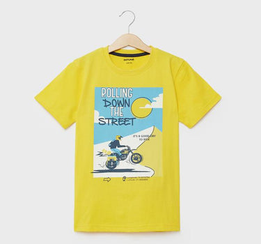 Graphic Print Cotton Round Neck Boys T-Shirt