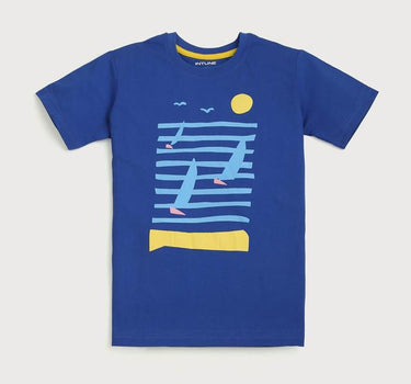 Graphic Print Cotton Round Neck Boys T-Shirt