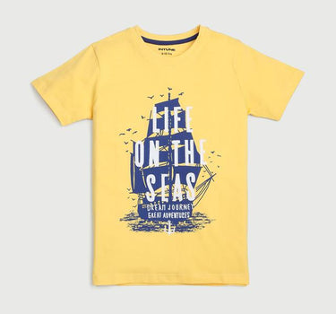 Graphic Print Cotton Round Neck Boys T-Shirt