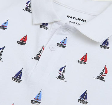 Printed Cotton Polo Boys T-Shirt