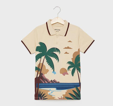 Printed Cotton Polo Boys T-Shirt