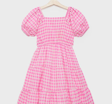 Checks Cotton Blend Regular Fit Girls Dress