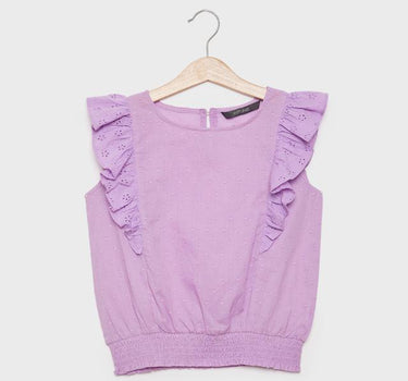 Solid Cotton Round Neck Girls Top