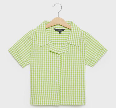 Checks Cotton Collared Girls Top