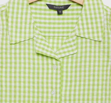 Checks Cotton Collared Girls Top